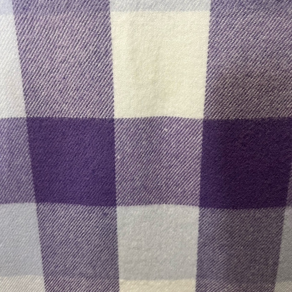 ITALY DESIGN 100% CASHMERE LAVENDER PURPLE WHITE PLAID FRINGE SCARF - Picture 6 of 10